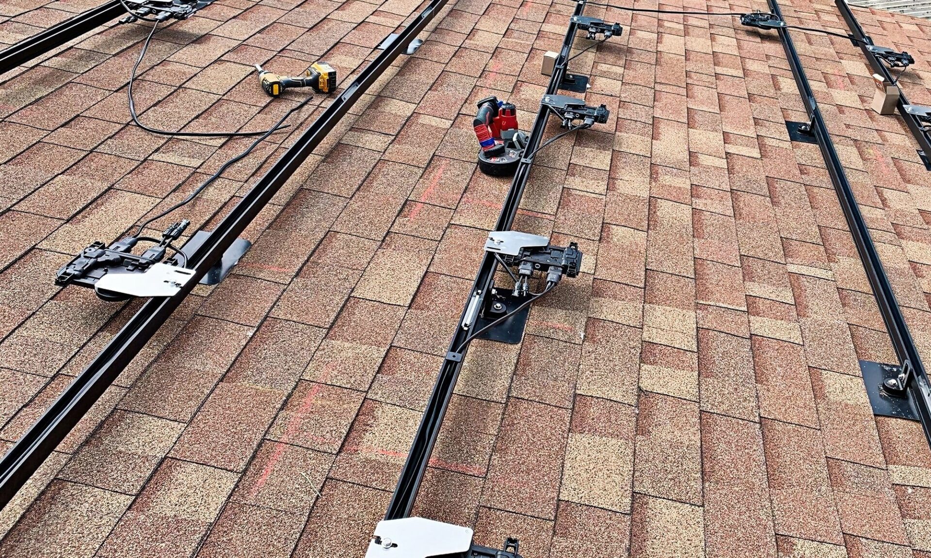Pegasus rail system on a shingle roof